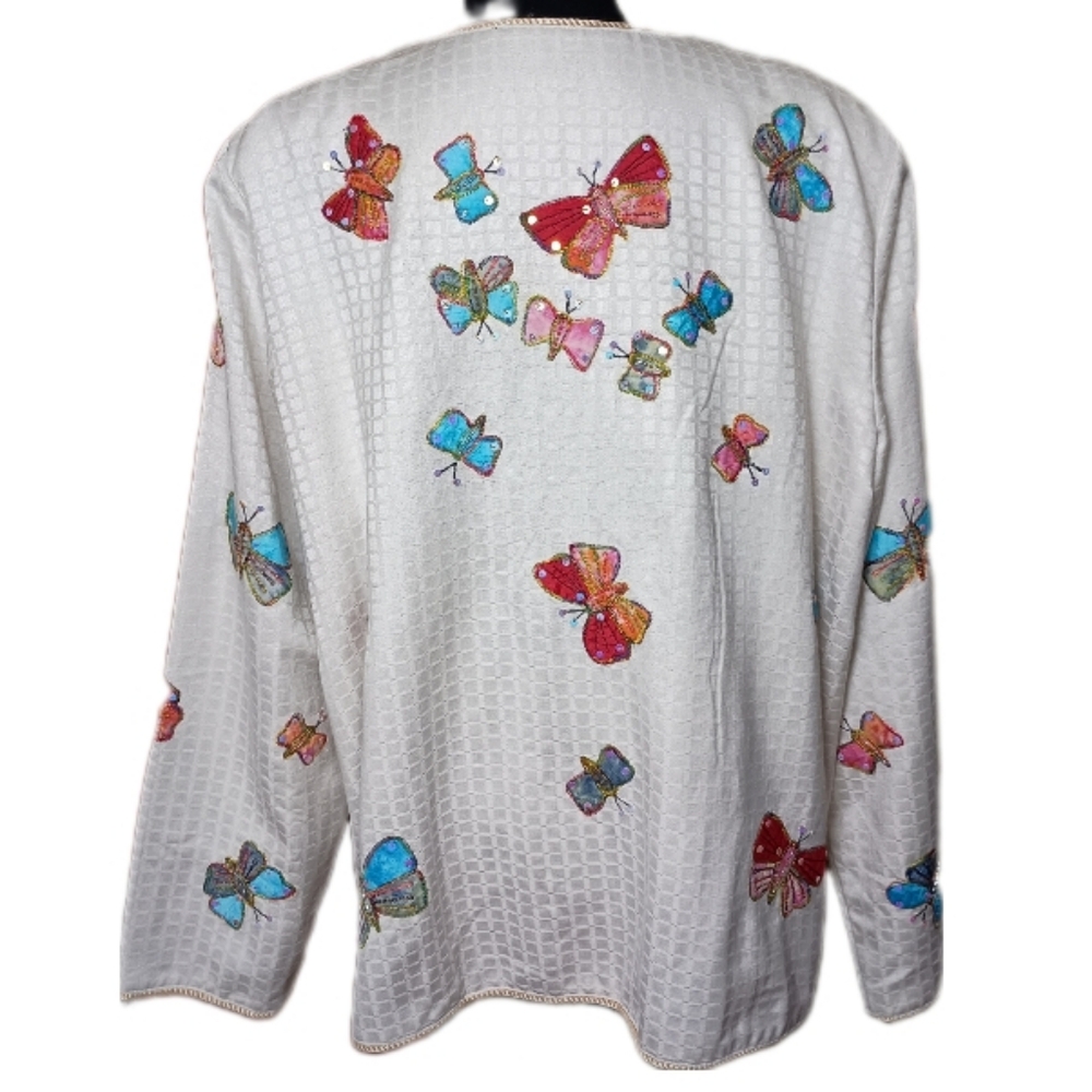 Indigo Moon Sequin Butterfly Art Jacket – 1X - Picture 4 of 12